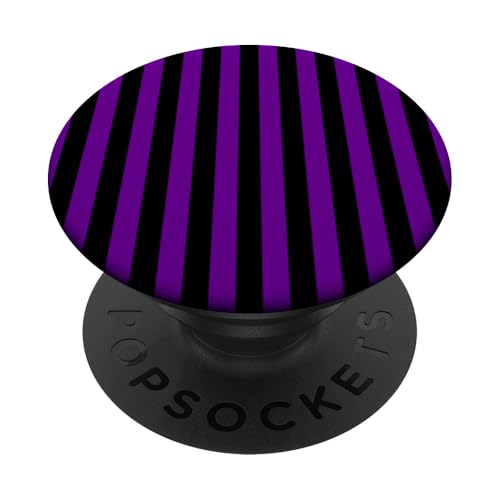 Schwarz und Lila gestreift, für Mädchen, vertikale Linien, adrette Streifen PopSockets Klebender PopGrip von Preppy & Pretty Pinstripes