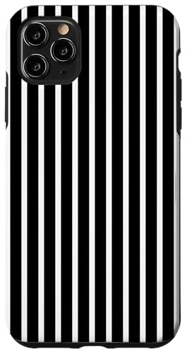 Schwarz-weiß gestreifte mädchenhafte Streifen geometrische dünne Linien Hülle für iPhone 11 Pro Max von Preppy & Pretty Pinstripes