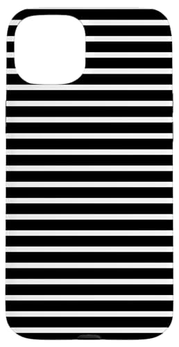 Schwarz-weiß gestreifte mädchenhafte Streifen geometrische dünne Linien Hülle für iPhone 15 Plus von Preppy & Pretty Pinstripes
