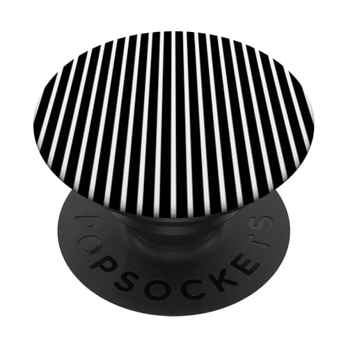 Schwarz-weiß gestreifte mädchenhafte Streifen geometrische dünne Linien PopSockets Klebender PopGrip von Preppy & Pretty Pinstripes