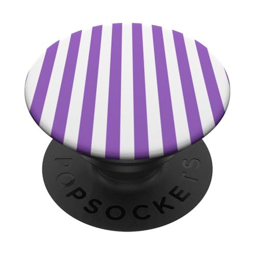Violett-weiß gestreifte Girlly vertikale Linien adrette Streifen PopSockets Klebender PopGrip von Preppy & Pretty Pinstripes