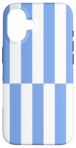 Babyblau weiß gestreift mädchenhafte Streifen geometrische Linien adrett Hülle für iPhone 16 Babyblau weiß gestreift mädchenhafte Streifen geometrische Linien adrett Hülle für iPhone 16 von Preppy & Pretty