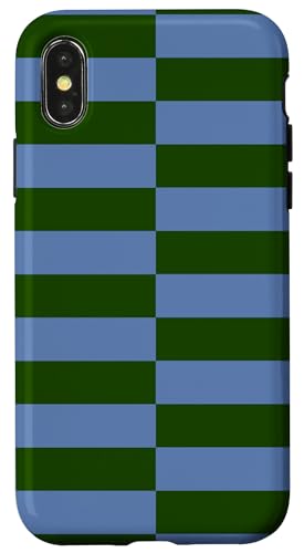 Blau und Grün gestreift, mädchenhafte Streifen, adrette geometrische Linien Hülle für iPhone X/XS von Preppy & Pretty