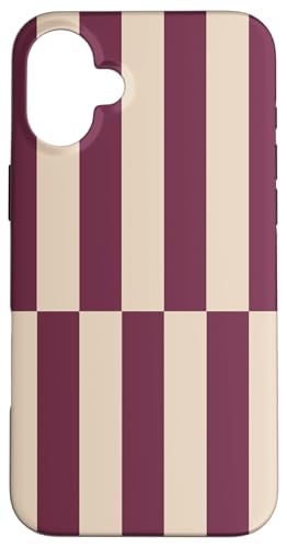 Burgunderrot Beige gestreift mädchenhafte Streifen geometrische Linien adrett Hülle für iPhone 16 Plus Burgunderrot Beige gestreift mädchenhafte Streifen geometrische Linien adrett Hülle für iPhone 16 Plus von Preppy & Pretty
