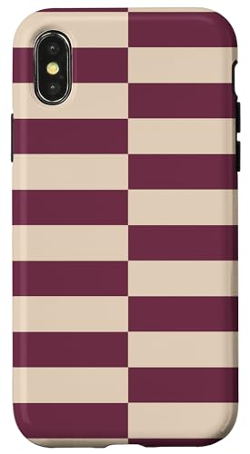 Burgunderrot Beige gestreift mädchenhafte Streifen geometrische Linien adrett Hülle für iPhone X/XS Burgunderrot Beige gestreift mädchenhafte Streifen geometrische Linien adrett Hülle für iPhone X/XS von Preppy & Pretty
