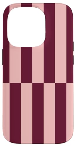 Burgunderrot gestreift mädchenhafte Streifen geometrische Linien adrett Hülle für iPhone 14 Pro von Preppy & Pretty