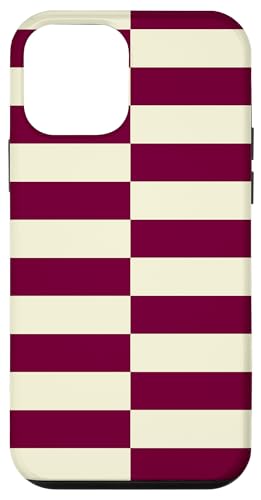 Burgunderrot und cremefarben gestreift, mädchenhafte Streifen, geometrische Linien Hülle für iPhone 12 mini von Preppy & Pretty