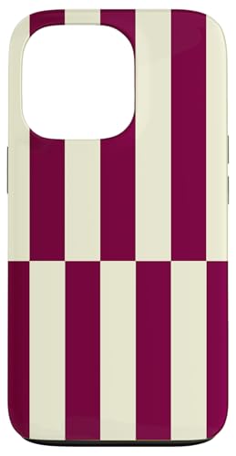 Burgunderrot und cremefarben gestreift, mädchenhafte Streifen, geometrische Linien Hülle für iPhone 13 Pro von Preppy & Pretty