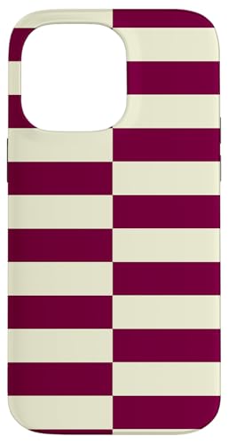 Burgunderrot und cremefarben gestreift, mädchenhafte Streifen, geometrische Linien Hülle für iPhone 14 Pro Max von Preppy & Pretty