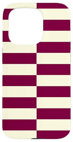 Burgunderrot und cremefarben gestreift, mädchenhafte Streifen, geometrische Linien Hülle für iPhone 15 Pro von Preppy & Pretty