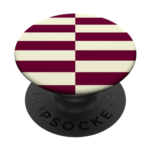 Burgunderrot und cremefarben gestreift, mädchenhafte Streifen, geometrische Linien PopSockets Klebender PopGrip Burgunderrot und cremefarben gestreift, mädchenhafte Streifen, geometrische Linien PopSockets Klebender PopGrip von Preppy & Pretty