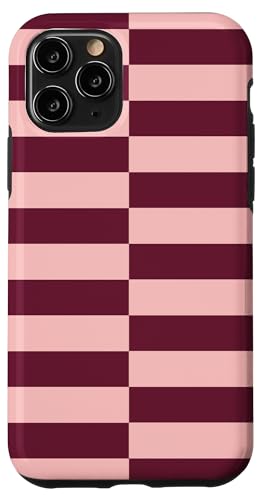 Burgunderrot und rosa gestreift, mädchenhafte Streifen, geometrische Linien Hülle für iPhone 11 Pro von Preppy & Pretty