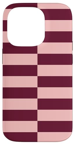 Burgunderrot und rosa gestreift, mädchenhafte Streifen, geometrische Linien Hülle für iPhone 14 Pro von Preppy & Pretty