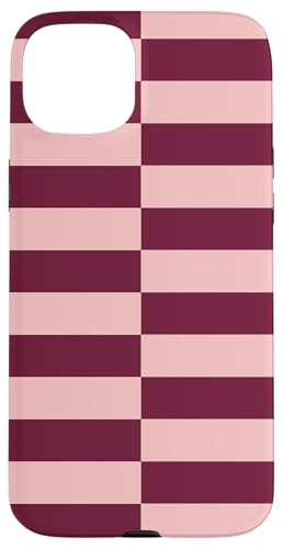 Burgunderrot und rosa gestreift, mädchenhafte Streifen, geometrische Linien Hülle für iPhone 15 Plus von Preppy & Pretty