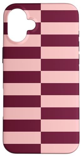 Burgunderrot und rosa gestreift, mädchenhafte Streifen, geometrische Linien Hülle für iPhone 16 Plus Burgunderrot und rosa gestreift, mädchenhafte Streifen, geometrische Linien Hülle für iPhone 16 Plus von Preppy & Pretty