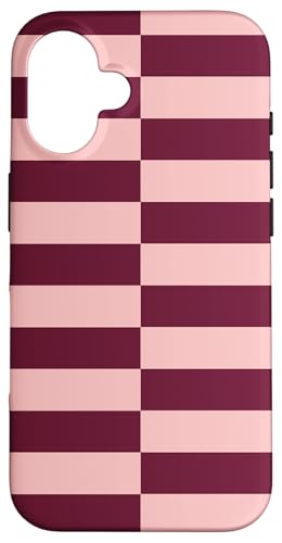 Burgunderrot und rosa gestreift, mädchenhafte Streifen, geometrische Linien Hülle für iPhone 16 von Preppy & Pretty