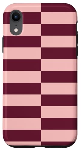 Burgunderrot und rosa gestreift, mädchenhafte Streifen, geometrische Linien Hülle für iPhone XR von Preppy & Pretty