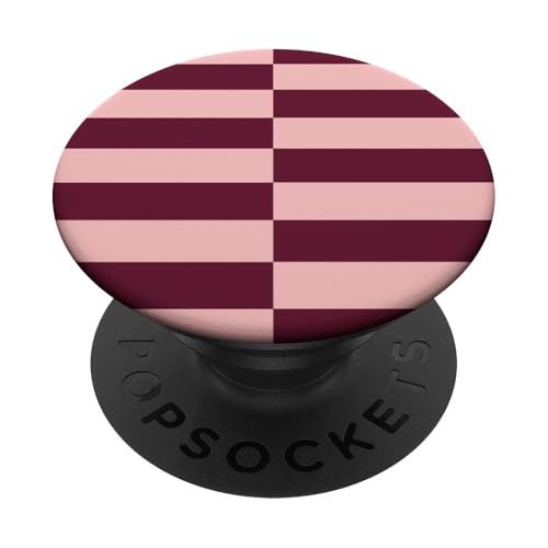 Burgunderrot und rosa gestreift, mädchenhafte Streifen, geometrische Linien PopSockets Klebender PopGrip Burgunderrot und rosa gestreift, mädchenhafte Streifen, geometrische Linien PopSockets Klebender PopGrip von Preppy & Pretty
