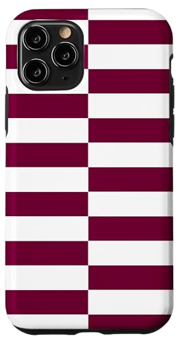 Burgunderrot und weiß gestreift, mädchenhafte Streifen, geometrische Linien Hülle für iPhone 11 Pro von Preppy & Pretty