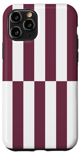 Burgunderrot und weiß gestreift, mädchenhafte Streifen, geometrische Linien Hülle für iPhone 11 Pro von Preppy & Pretty