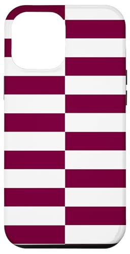 Burgunderrot und weiß gestreift, mädchenhafte Streifen, geometrische Linien Hülle für iPhone 12 Pro Max von Preppy & Pretty