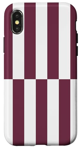 Burgunderrot und weiß gestreift, mädchenhafte Streifen, geometrische Linien Hülle für iPhone X/XS von Preppy & Pretty