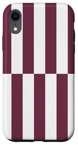 Burgunderrot und weiß gestreift, mädchenhafte Streifen, geometrische Linien Hülle für iPhone XR von Preppy & Pretty