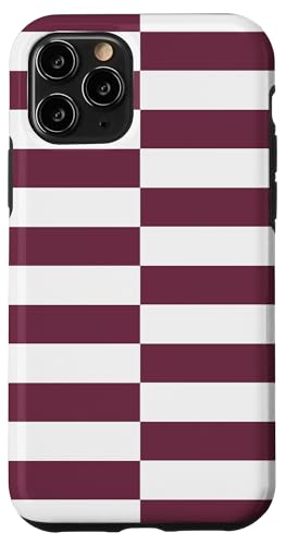 Burgunderrot weiß gestreift mädchenhafte Streifen adrette geometrische Linien Hülle für iPhone 11 Pro von Preppy & Pretty