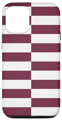 Burgunderrot weiß gestreift mädchenhafte Streifen adrette geometrische Linien Hülle für iPhone 12/12 Pro von Preppy & Pretty