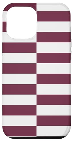 Burgunderrot weiß gestreift mädchenhafte Streifen adrette geometrische Linien Hülle für iPhone 12 Pro Max von Preppy & Pretty