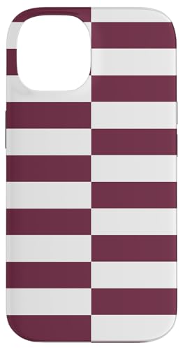 Burgunderrot weiß gestreift mädchenhafte Streifen adrette geometrische Linien Hülle für iPhone 14 von Preppy & Pretty