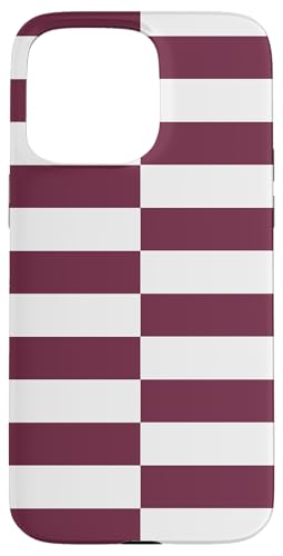 Burgunderrot weiß gestreift mädchenhafte Streifen adrette geometrische Linien Hülle für iPhone 15 Pro Max von Preppy & Pretty