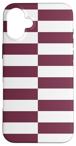 Burgunderrot weiß gestreift mädchenhafte Streifen adrette geometrische Linien Hülle für iPhone 16 Plus von Preppy & Pretty