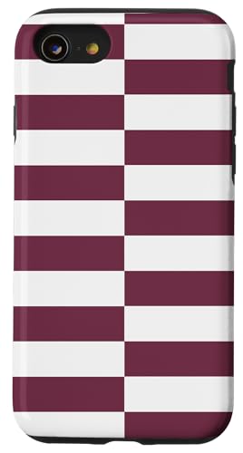 Burgunderrot weiß gestreift mädchenhafte Streifen adrette geometrische Linien Hülle für iPhone SE (2020) / 7 / 8 von Preppy & Pretty