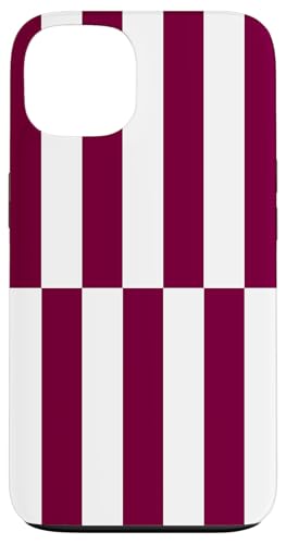 Burgunderrot weiß gestreift mädchenhafte Streifen geometrische Linien adrett Hülle für iPhone 13 von Preppy & Pretty
