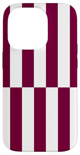 Burgunderrot weiß gestreift mädchenhafte Streifen geometrische Linien adrett Hülle für iPhone 14 Pro von Preppy & Pretty