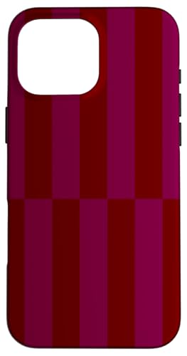 Kastanienbraun und Burgunderrot gestreift, mädchenhafte Streifen, geometrische Linien Hülle für iPhone 16 Pro Max von Preppy & Pretty