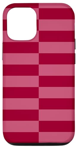 Kastanienbraun und rosa gestreift, mädchenhafte Streifen, adrette geometrische Linien Hülle für iPhone 12/12 Pro von Preppy & Pretty