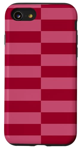 Kastanienbraun und rosa gestreift, mädchenhafte Streifen, adrette geometrische Linien Hülle für iPhone SE (2020) / 7 / 8 von Preppy & Pretty