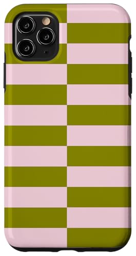 Olivgrün Rosa gestreift Mädchen Geometrische Linien adrette Streifen Hülle für iPhone 11 Pro Max von Preppy & Pretty