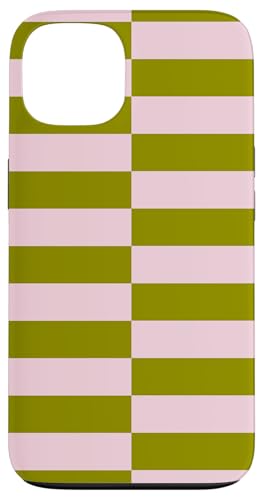 Olivgrün Rosa gestreift Mädchen Geometrische Linien adrette Streifen Hülle für iPhone 13 von Preppy & Pretty
