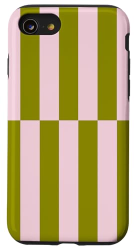 Olivgrün Rosa gestreift Mädchen Streifen Geometrische Linien adrett Hülle für iPhone SE (2020) / 7 / 8 von Preppy & Pretty