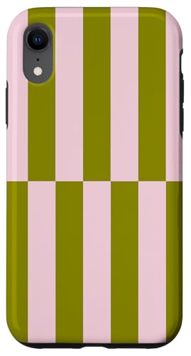 Olivgrün Rosa gestreift Mädchen Streifen Geometrische Linien adrett Hülle für iPhone XR von Preppy & Pretty