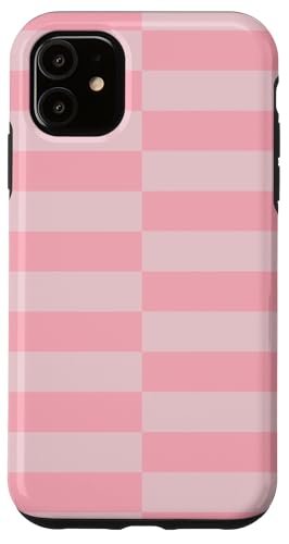 Pastellrosa gestreifte mädchenhafte Streifen adrette geometrische Linien Hülle für iPhone 11 von Preppy & Pretty