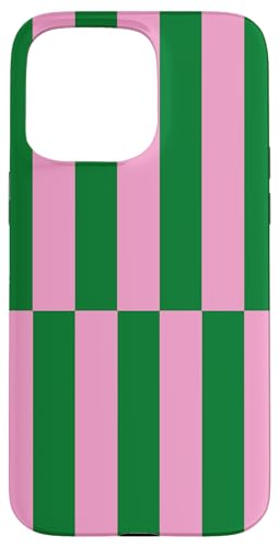 Rosa und Grün gestreift, mädchenhafte Streifen, geometrische Linien, adrett Hülle für iPhone 15 Pro Max Rosa und Grün gestreift, mädchenhafte Streifen, geometrische Linien, adrett Hülle für iPhone 15 Pro Max von Preppy & Pretty