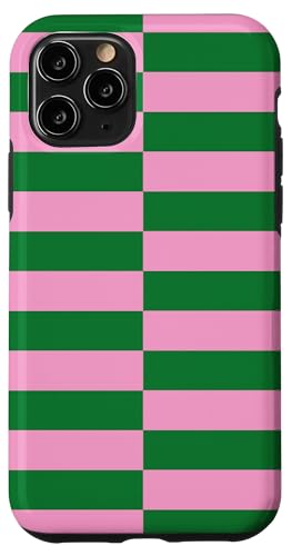 Rosa und Grün gestreifte mädchenhafte Streifen adrette geometrische Linien Hülle für iPhone 11 Pro von Preppy & Pretty