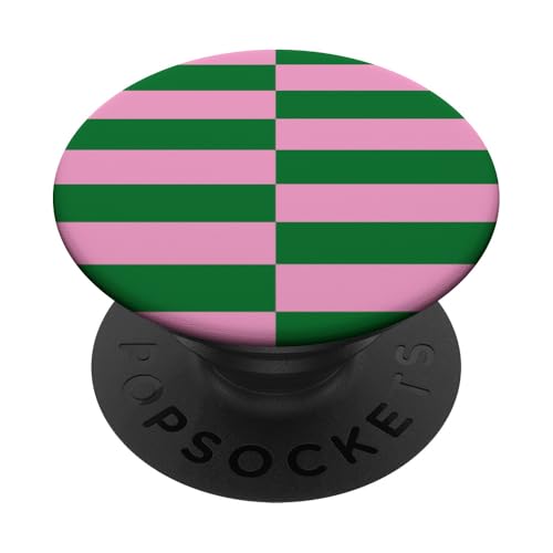 Rosa und Grün gestreifte mädchenhafte Streifen adrette geometrische Linien PopSockets Klebender PopGrip Rosa und Grün gestreifte mädchenhafte Streifen adrette geometrische Linien PopSockets Klebender PopGrip von Preppy & Pretty