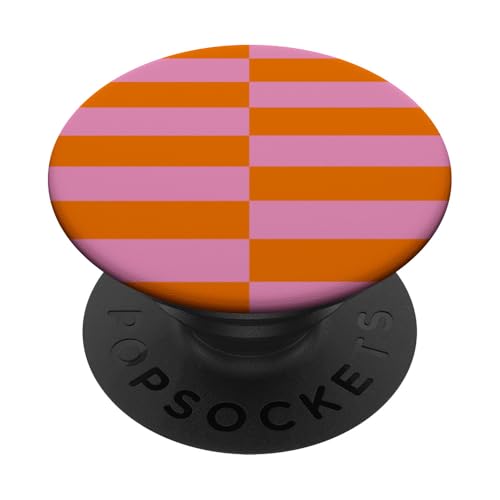 Rosa und Orange gestreifte mädchenhafte Streifen adrette geometrische Linien PopSockets Klebender PopGrip Rosa und Orange gestreifte mädchenhafte Streifen adrette geometrische Linien PopSockets Klebender PopGrip von Preppy & Pretty