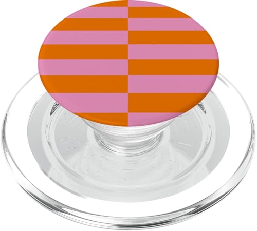Rosa und Orange gestreifte mädchenhafte Streifen adrette geometrische Linien PopSockets PopGrip für MagSafe Rosa und Orange gestreifte mädchenhafte Streifen adrette geometrische Linien PopSockets PopGrip für MagSafe von Preppy & Pretty