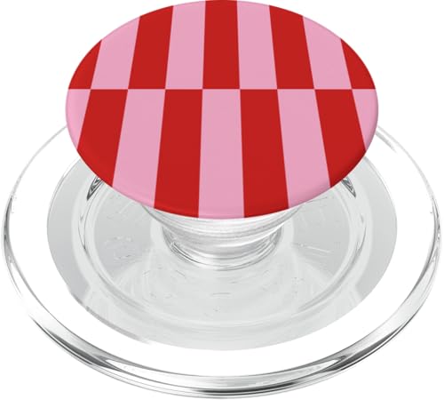 Rosa und Rot gestreift, mädchenhafte Streifen, geometrische Linien, adrett PopSockets PopGrip für MagSafe Rosa und Rot gestreift, mädchenhafte Streifen, geometrische Linien, adrett PopSockets PopGrip für MagSafe von Preppy & Pretty
